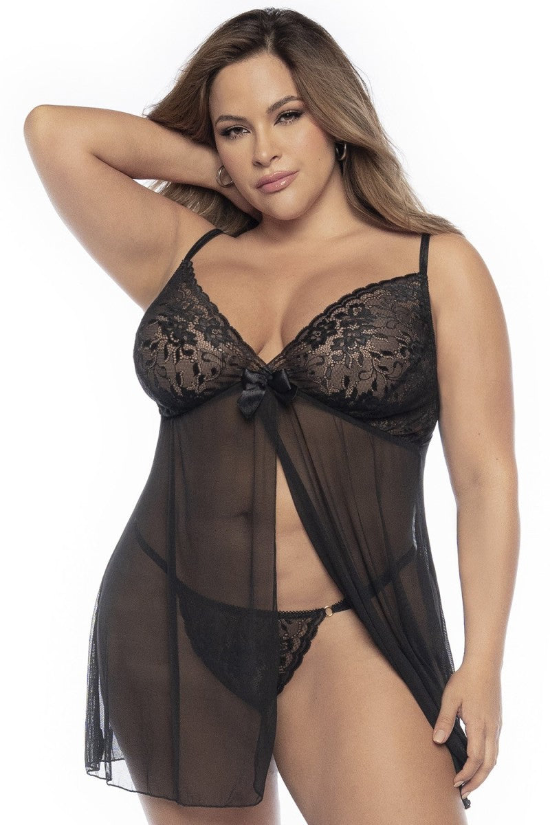 schwarzes Babydoll Plus Size - MAL7501XBLK von Mapale schwarzes Babydoll Plus Size - MAL7501XBLK von Mapale